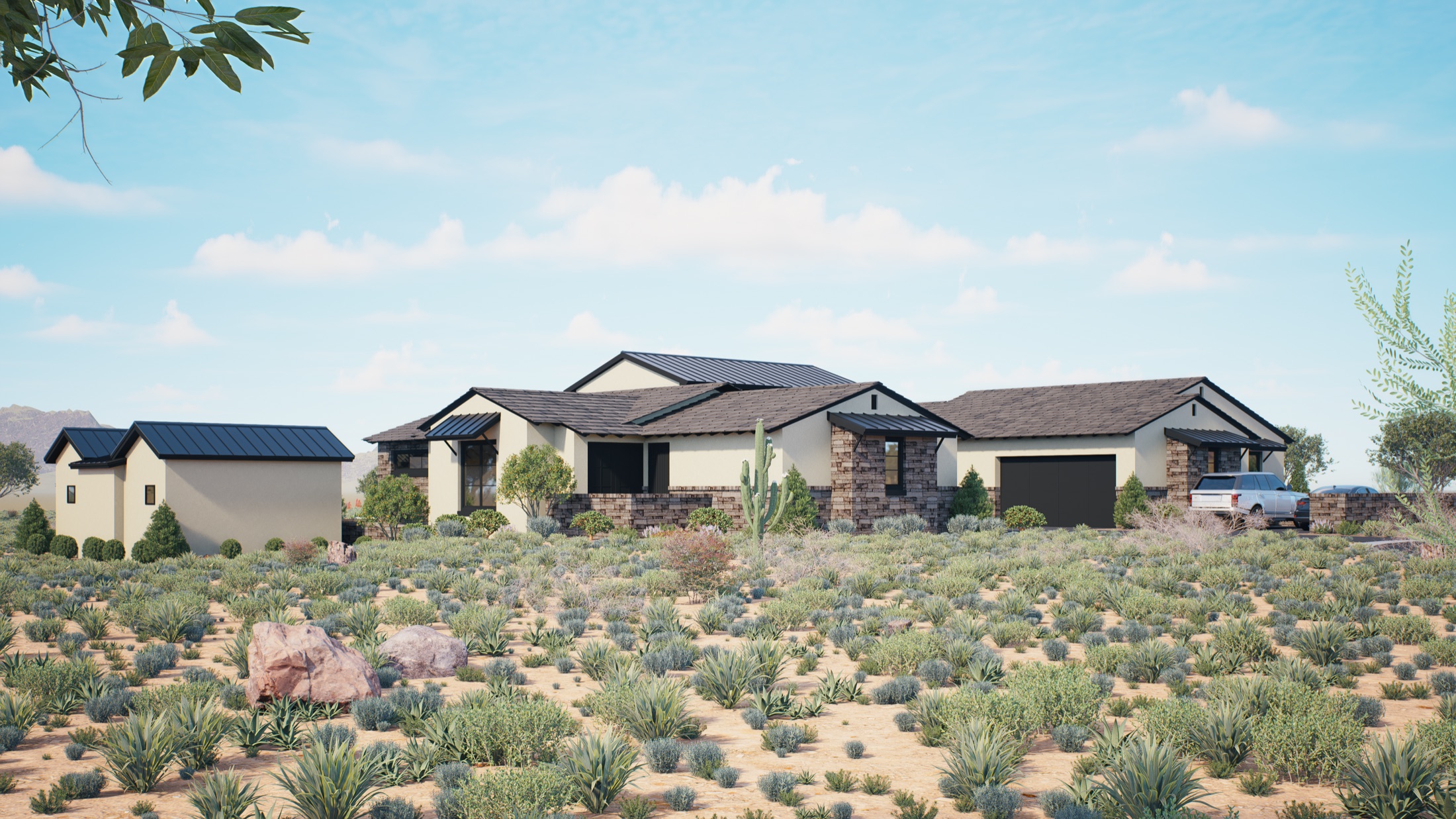 Home sited within the natural desert