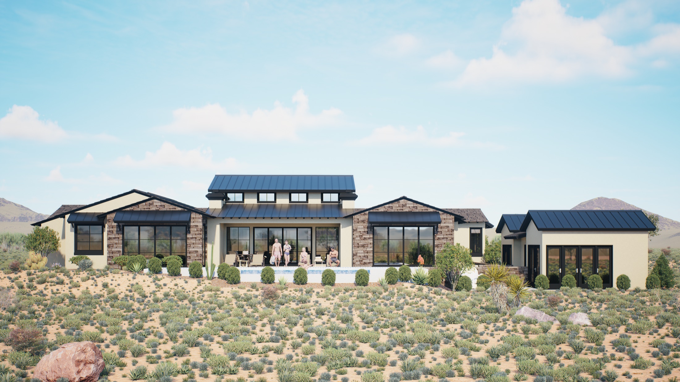 Rear elevation and courtyard